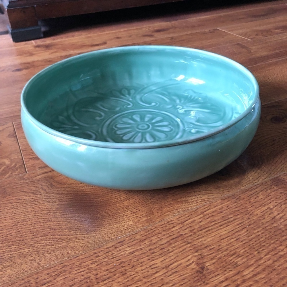 Teal enamel decor bowl